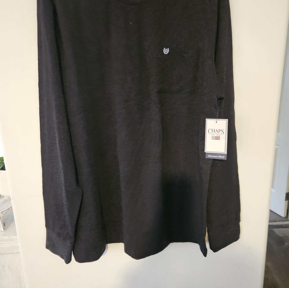 Chaps Men's Dark Gray Long Sleeve Shirt Sz L NWT $20